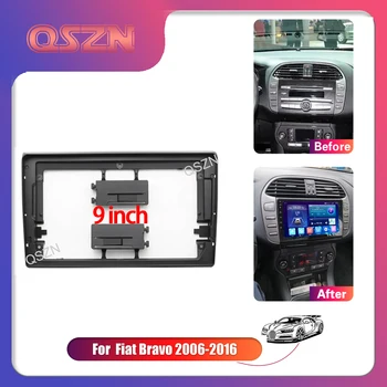 QSZN 9 Inča Auto radio Okvir Fascije Za FIAT BRAVO 2006 + GPS Auto Stereo Ploča za Pričvršćivanje Ploče s Instrumentima Komplet Instalacija 2 Din Šine