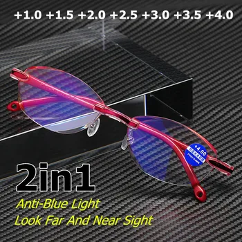 +1.0+1.5+2.0+2.5+3.0+3.5+4.0 Naočale Za čitanje Anti-Plavo Svjetlo Rimless Presbyopia Memorija Dalekovidnost Бескаркасная Lupa