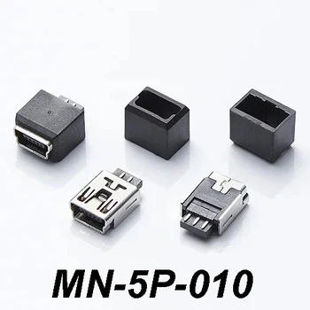 10 kompleta Mini-USB Priključak-utičnica DIP Mini USB Jack 2.0 5PIN s plastičnim poklopcem Za lemljenje DIY
