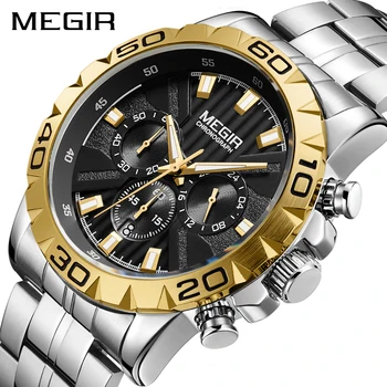 2020 Nove Sat MEGIR Muški Quartz Chronograph Poslovne Mens Najbolji Brand Luksuznih Vodootporan Ručni Sat Reloj Hombre Saat
