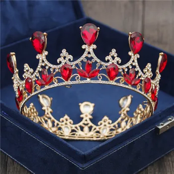 2020 Velika Kristalna Tijara Vjenčanje Crown Berba Kraljevski Kraljevski Kraljevski Tiaras i Krune Za Prom Ukras Za Kosu Svadbeni Vijenac Ukras
