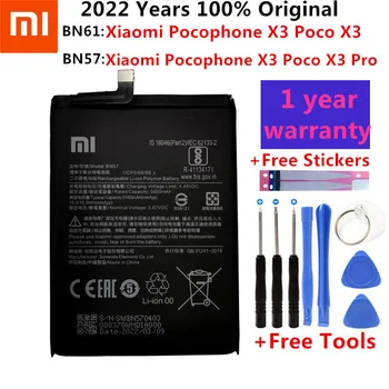 2022 100% Originalni Xiao mi BN57 BN61 6000 mah Bateriju Za Telefon Xiao Mi Pocophone X3 Poco X3 Pro Izmjenjive Baterije + Alat