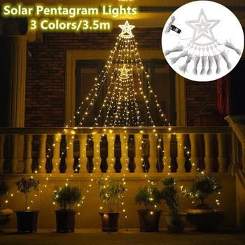 3,5 m 350 kom. Led Solarni Pentagram Niz Božićno Drvce Svjetlo Vodootporan za Drvo Home Vrt Vjenčanje College Vanjska Dekoracija
