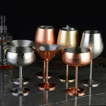 304 nehrđajućeg čelika s bakrenom premazom jednoslojni čašu anti-jesen staklena čaša za koktele 500 ml vinske čaše čaše za šampanjac
