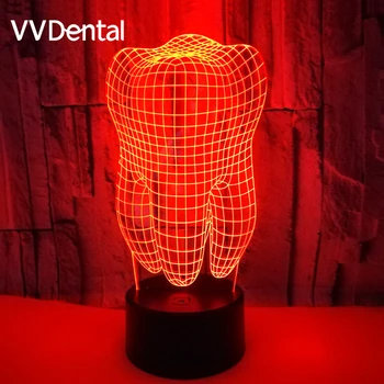 3D Led Žarulja Stomatološki Kreativni Dar Šareni 3D Zube Tip Zub Gradient Svjetlo Klinike za stomatologiju Umjetničko djelo Artware Noćni Stomatološki Svjetlo