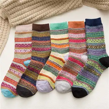 5 Parova Ženskih Kašmir Vuna Debelih Čarapa, Mekani Topli Svakodnevne Sportske Zimske Čarape, Lot