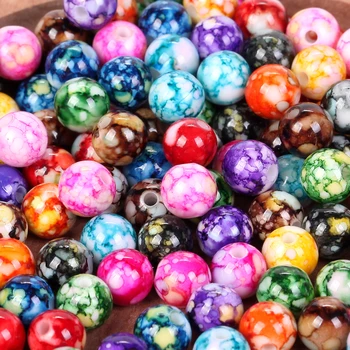 50 kom 8 mm Obojene Akrilne Perle, Dugmad Napukao Razuporne Perle Za Izradu Nakita DIY Narukvica i Ogrlica Pribor