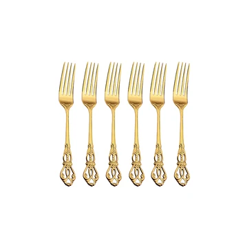 6pcs Set Pribora za jelo Od Nehrđajućeg Čelika Zlatna Blagovaona Posuđe Kraljevska Žličica Vilice, Noževi Kuhinja Zapadni Večera Srebrni Pribor Poklon