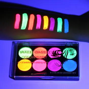 8 Boja Za Njegu Kože Lica Sredstva Za Njegu Kože Knjige O Umjetnosti Boje UV Sjaj Fluorescentni Sjaj Halloween Večer Elegantne Haljina Ljepota make-up Instrument Za Djecu Adualts