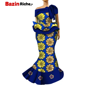 Afrička Voštana Print, Set od dva predmeta, Ženska Odjeća Bazen RicheTraditional, Skraćeno Top Дашики i Suknja, odijelo WY5554