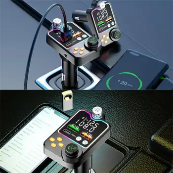 Auto Bluetooth-5.0 FM odašiljač Hands-free autoinstalacija MP3 Music player s USB Type-C Punjač za Telefon Brzo Punjenje sa zaslonom Экранным