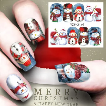 Božić naljepnica za dizajn noktiju za djecu, punu pokrivenost, snježni čovjek, jelena je, plavo nebo, 3D savjet, manikura, переводная voda, naljepnice za nokte FW016