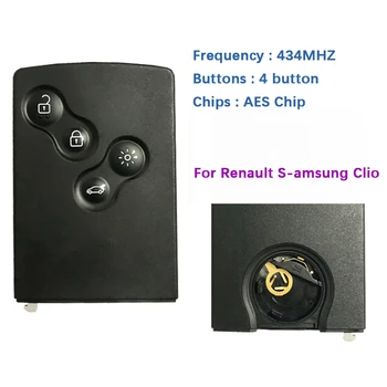 CN010059 4 Gumba za Pametne kartice Ključ Za Renault Samsung CLIO pametni ključ 434 Mhz PCF7945M AES Čip