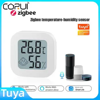 CORUI Tuya Zigbee 3,0 Pametan WIFI Senzor za Temperaturu I Vlagu, Hygrometer Za Prostor, Termometar SA LCD Displejom, Rad Alexa Google