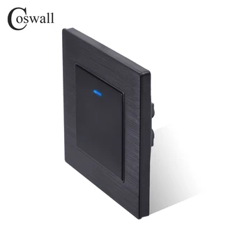 Coswall Luksuzni Kvadratnom Ključ 1 Banda 1 Način Za Uključivanje/Isključivanje Zidni Prekidač Svjetla S Led Indikatorom Vitez Crni Aluminijski Metalna Ploča