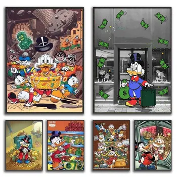 Disney, Donald Duck, Slika Na Platnu, Fancy Grafike, HD Fotografije Za Dom, Nakit Dnevni boravak, Wall Art, Plakati Sa Zlatnim Novcem, Pokloni