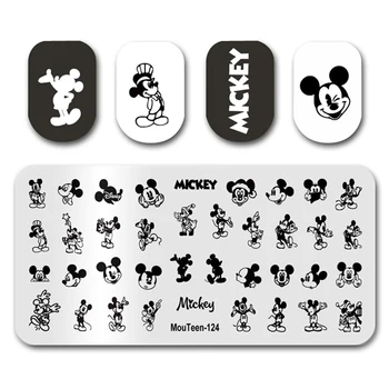 Disney Nokte Pečat MouTeen124 Crtani Film Mickey Mouse Pogledam Ležište Ploče Pečat Kralj Noktiju Set Za Nail Art Za Žigosanje
