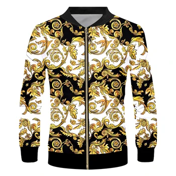Europska veličina, Jakne na munje u baroknom stilu, gospodo luksuzni kaput s 3d ispis i zlatnim Cvjetnim uzorkom, ženski pulover оверсайз, izravna nabava, davatelj
