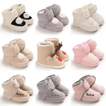 Europski i američki dječje zimske čizme od ovčjeg baršun, dječji visoke čizme, zimske утолщенная цельнокроеная topla obuća za bebe 0-18 mjeseci