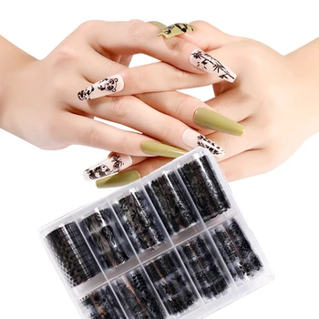 Folije za dizajn noktiju 10 kompleta Šarene naljepnice folije za prijenos nokte Popularni Uzorak Leptir Oblozi za nokte Decals Naljepnice Naljepnica NZ32