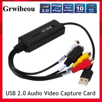 Grwibeou Novi USB 2.0, Audio Video Kartica za Hvatanje Lako kape Adapter VHS na DVD Видеозахват za Windows 10/7/8/XP Video Snimanje