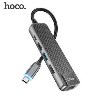 HOCO USB C HUB 4K 30Hz Type C na HDMI 2,0 RJ45, USB 3.0 PD 60 W Adapter Za Macbook Air Pro iPad Pro M1 Pribor Za PC USB HUB