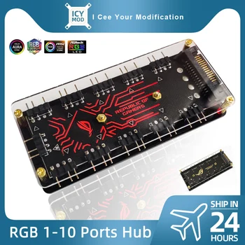 Hub ROG RGB 1-10 Luka 1-6 Razdjelnik 5V3 Kontroler za SATA napajanje ASUS Lighting 12V4 Pretvarač AURA SYNC PC Cooler Korisničko MOD