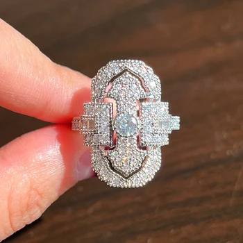 Huitan Nedavno je razvijen Vjenčano Prstenje za Žene, Duge kvalitetne Posrebreni Prsten Kvadratnog Oblika, Univerzalni Modni Nakit 2022 godine