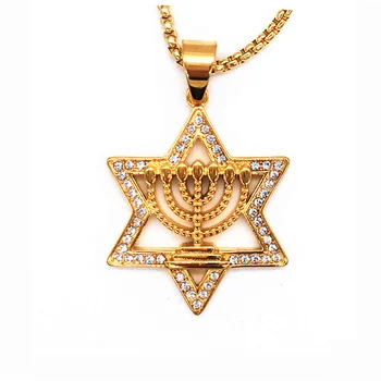 Izrael Менора Judaizam Hebrejski Ogrlica Davidova Zvijezda Менора Zlatna boja Vjerski Vratne Rupčić