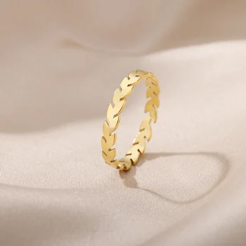 Jednostavni Listovi Prsten Za Žene Od Nehrđajućeg Čelika Srebrne Boje Geometrijski List Prst Prsten Femme Večernje Vjenčanje Nakit Poklon 2022