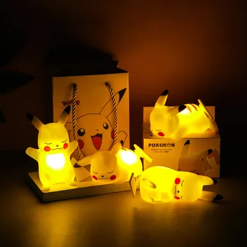 Kawai Pokemon Pikachu noćno svjetlo ТАКАРА ТОМИ Animacija Meko Svjetlo Spavaća soba Stol Noćni LED Uređenje Prostorija Dječja Igračka GI