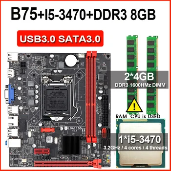 Kit B75 matične ploče i procesora Intel Core I5 3470 DDR3 2 * 4gb = 8 GB 1600 Mhz Igra memorije USB3.0 SATA3.0