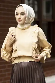 Košulje Sa Volanima Sprijeda Tunica Turska Muslimanska Moda Haljina-Hidžab je Islamska Odjeća, haljina je Dubai 2021