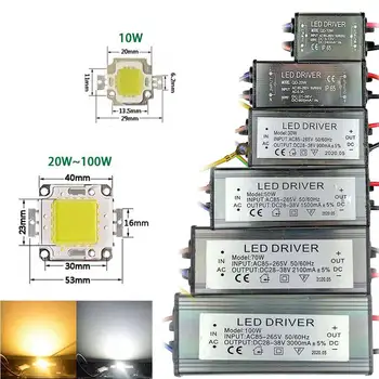 Led Драйверный Transformator SA COB-chip napajanje 10 W, 20 W 30 W 50 W 70 W 100 W AC85-265V DC 12 IP65 Reflektor dc 