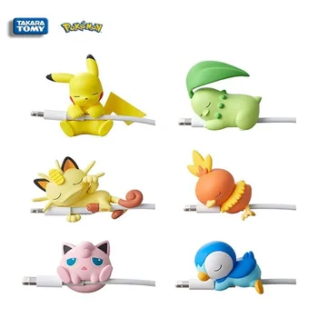 Lider Prodaje Mini Pokemon Slatka Modni Pikachu Crtani PVC Kopča USB Kabel Za Punjenje Zaštitna Torbica Eve Vulpix Figurica Igračke Poklon