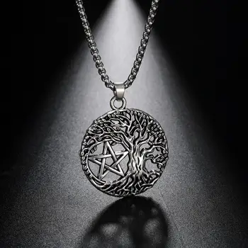 LIKGREAT i Starinski Šarm Zvijezda Pentagram Drvo Života Privjesak Ogrlica Simbol Wicca Amulet Nakit Keltski Čvor Uzorak Pribor
