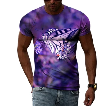 Ljetna moda fin majica s uzorkom leptira, muška i ženska svakodnevni trend majica sa 3D ispis u stilu харадзюку, okrugli izrez, na Vrhu s kratkim rukavima