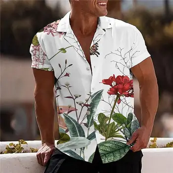 Ljetni Havajske Košulje s Cvjetnim Uzorkom Za Muškarce, 3d Muška Tropska Košulja, Plaža, Kratki Rukav, Modni Vrhovima 5xl, t-Shirt, Homme, Bluza, Camisa