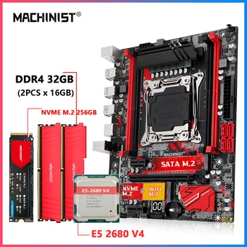 MACHINIST E5 RS9 Matična ploča LGA 2011-3 komplet sa procesorom Xeon E5 2680 V4 + DDR4 32 GB (2x16 GB) memorije + NVME 256 GB M. 2 combo