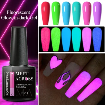MEET ACROSS 7 ml Fluorescentno Sjajni u mraku Gel-lak Za nokte Soak Off Neonski Osvijetljeni UV Led gel-lak DIY Manikura Za Dizajn Noktiju