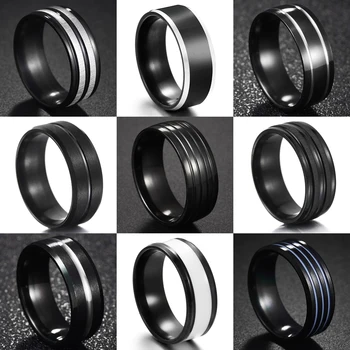 MeMolissa 8 mm Crna Utorom, Od Nehrđajućeg Čelika Modni Prsten za Muškarce Žene Vjenčanja Vjenčani Večernje Jubilarni Prstenje Nakit Poklon