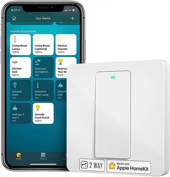 Meross smart switch bežični zidni prekidač za WiFi pametan zidni prekidač za svjetlo 2 načina 1 banda rad s HomeKit, siri Alexa Google Home