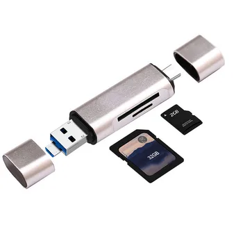 Micro USB Type C USB 3В1 čitač kartica za SD TF Kartica za Samsung Galaxy S20 S21 za Huawei P50 P40 LG OTG Telefon, Prijenosno RAČUNALO