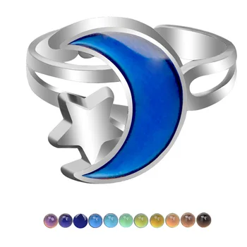 Moda jednostavna ženska zvijezda mjesec temperatura raspoloženje promjena boje prsten богемное otvoreni prsten je poklon u rasutom stanju