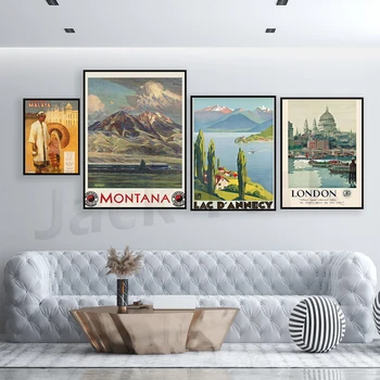 Montana, SAD-u i Starinski Turistički Plakat, Jezero Annecy, Малайя, Željeznica Kuala Lumpuru- Starinski turistički plakat