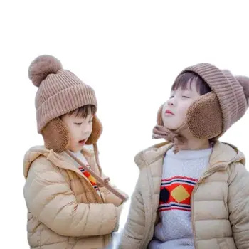 Najbolja zimska kapa za djecu, kape za dječake, Plus baršun Kapa za hladno vrijeme, Dječje pletene kapice, Tople Ravnici kape-ушанки za djevojčice