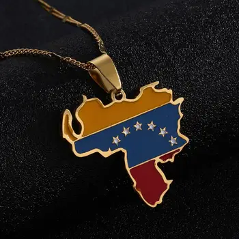 Nehrđajući Čelik Moda Venezuela Kartica Zastava Privjesak Ogrlica Венесуэльская Kartica Šarm Ženski Nakit
