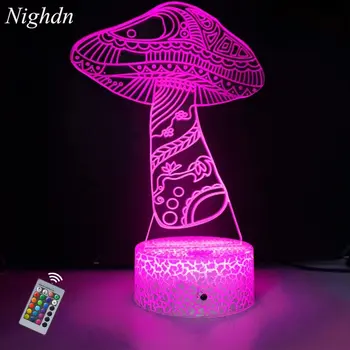 Nighdn 3D Грибная Lampa USB Led noćno svjetlo za Dječje Noćni Žarulje 7 Boja, Меняющий noćno svjetlo na Rođendan, Božićni Pokloni za Djecu