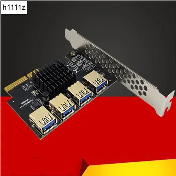 NOVI PCIE od 1 do 4 Zlatne USB3.0 PCI-E X4 Riser Card 4 Port USB 3.0 Množitelj Hub na Riser PCI Express 16X Za Майнинга Биткойнов