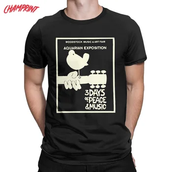 Novost Woodstock 1969 Miroljubivo Ptica Ljubavi Plakat Majica za Muškarce S Okruglog Izreza Majice Od Čistog Pamuka Anime t-Shirt Novi dolazak Odijevanje